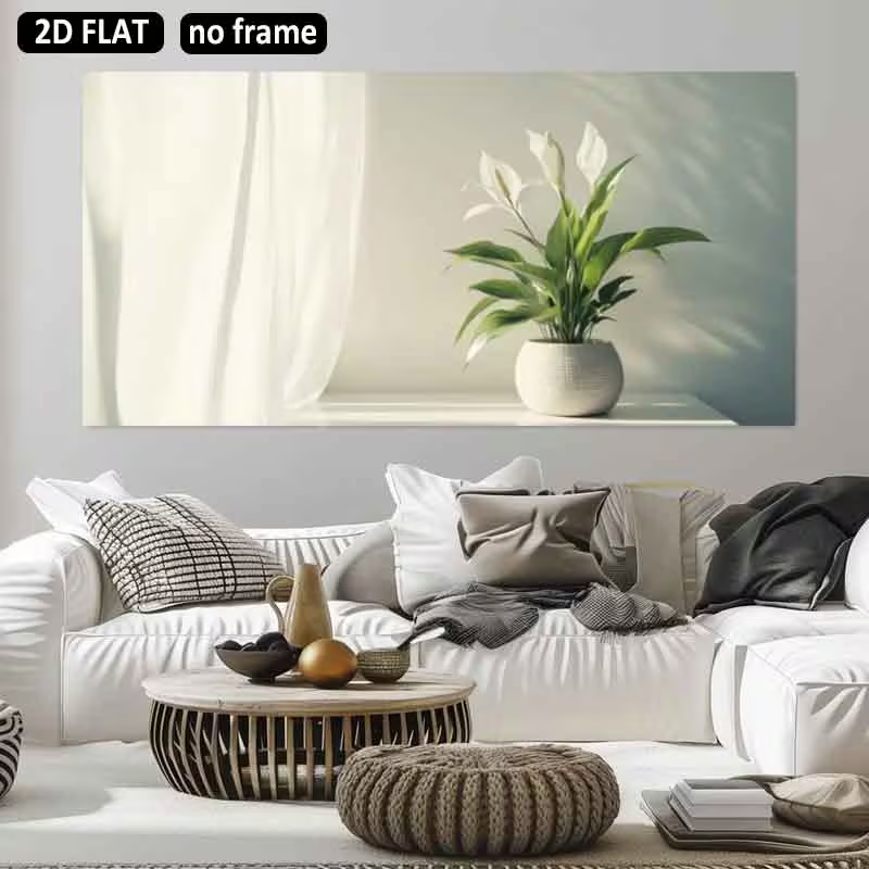 Peace Lily White - لوحة قماشية مسطحة ثنائية الأبعاد، قطعة