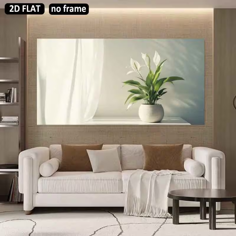 لوحة قماشية مسطحة ثنائية الأبع - مراجعة Peace Lily White وسعره
